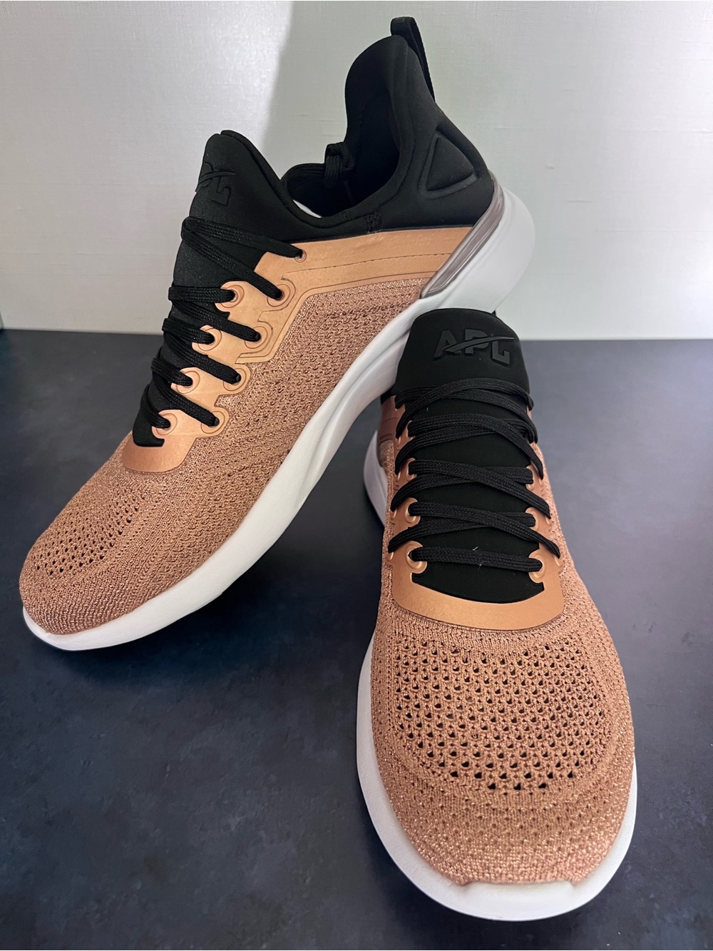 APL Women's Techloom Trainers - Rose Gold, Black & White